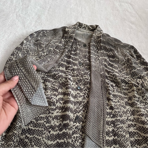 Jason Wu Bow Tie Neck Snakeprint Silk Crepe Blouse Size 4 - Picture 7 of 11